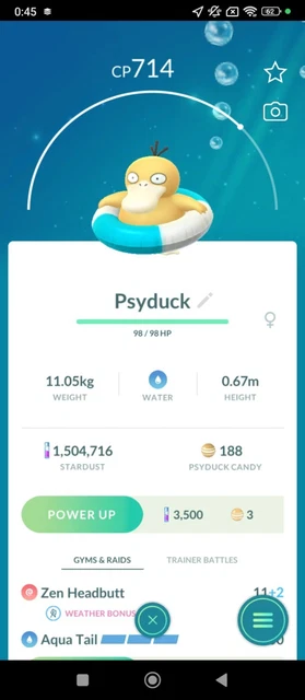 Shiny Psyduck (Swim Ring) Special Background - Pokémon Trade Go