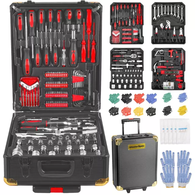 MasterSpec 1180pcs Tool Box Trolley Tool Set Portable Tool Kit DIY Hand Tool Set