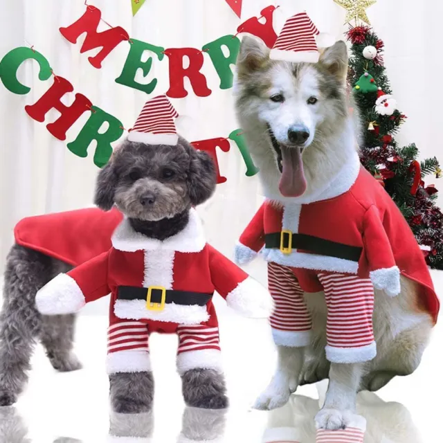 Dog Puppy Cat Clothes Christmas Xmas Santa Claus Cute Costumes Party Apparel