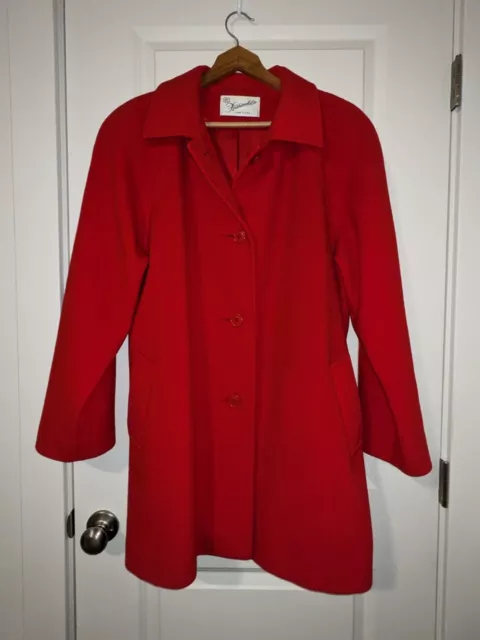 Vintage Womens Red Wool Mid Length Button Front Coat Vintage Size 18 Fashionbilt