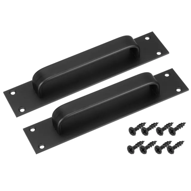 2Pcs Door Handle Pulls, 200mm/7.87" Sliding Barn Door Handles for Kitchen, Black