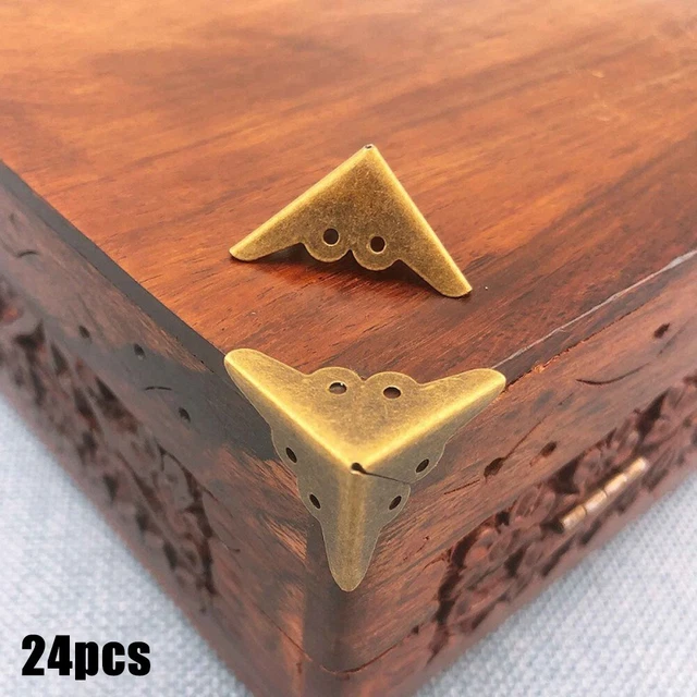 24pcs Metallo Scatola Angolo Protezioni Bordo 18x18x18mm Tonalità Bronzo + Viti