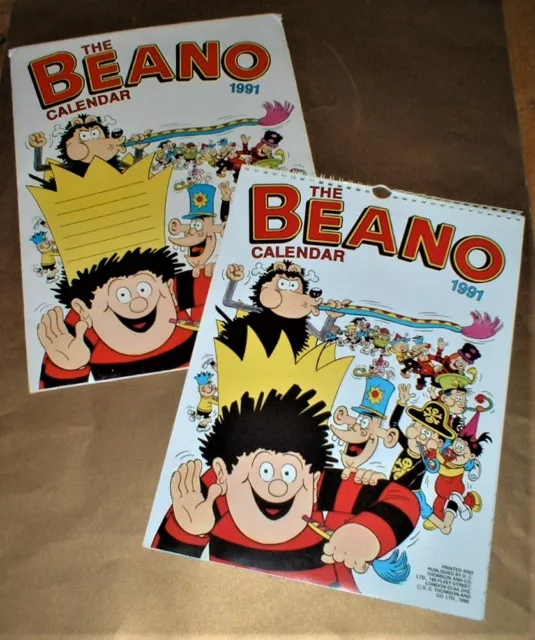 UNUSED COLLECTABLE VINTAGE 1991 THE BEANO FULL COLOUR CALENDAR - Rare Comic