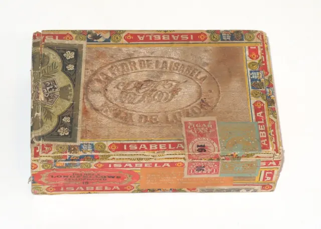 1931 La Flor De La Isabela Philippine Cigar Box~Rare Ss Pres Cleveland Tax Stamp