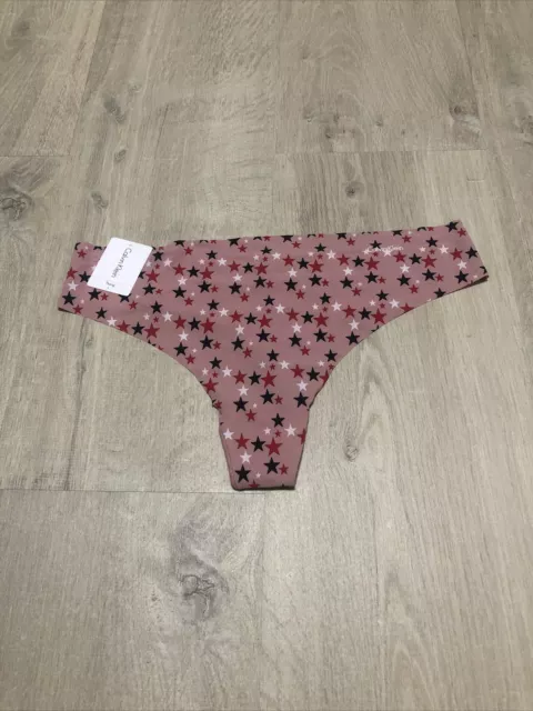 Calvin Klein Invisibles Red White & Blue Star Thong Panty Womens Size Large