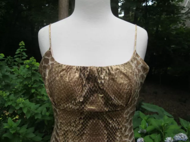 TRACY REESE Gold Metallic Reptile Print Cocktail Dress Sz 8, EUC 3