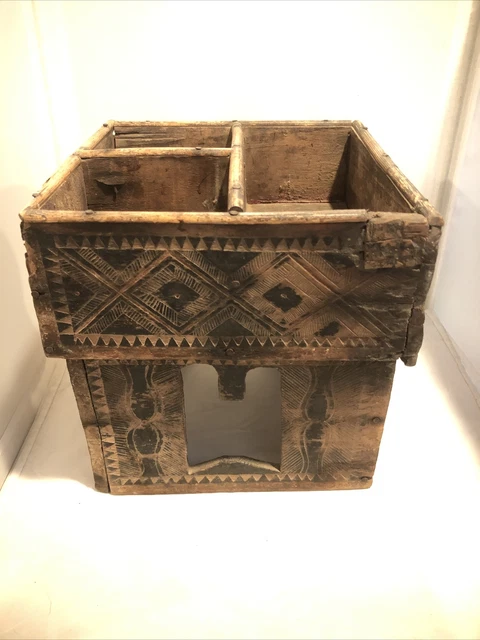 Rare Antique Hand Carved Wooden Betel Nut Box Wood