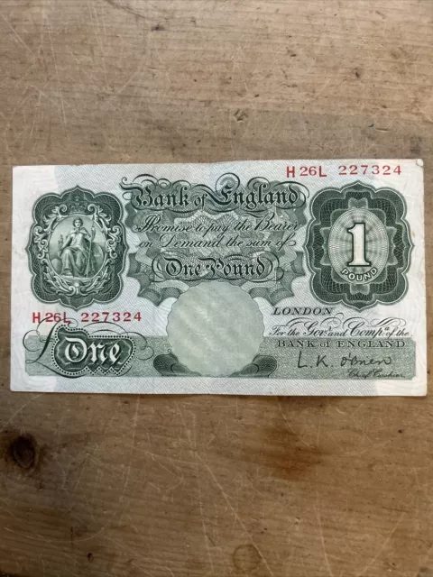 L.K.O’Brien £1 Pound Note Brittania 1950s