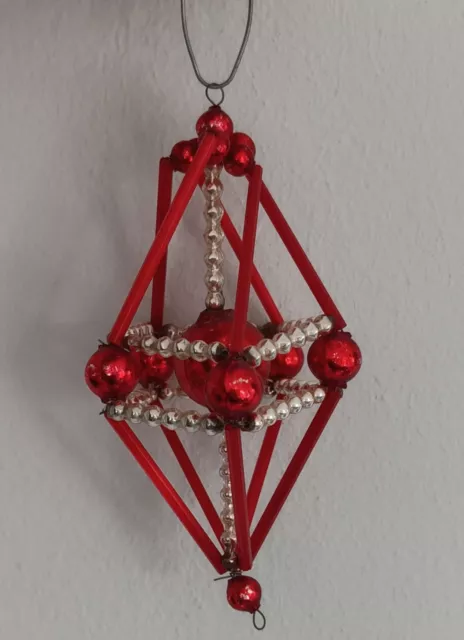 Sehr alter Gablonzer Christbaumschmuck Rot, 10 cm hoch, Ornament, Weihnachten