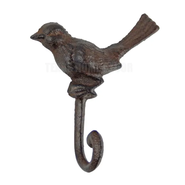 Bird Wall Hook Robin Cast Iron Key Towel Coat Hanger Rustic Antique Style Brown