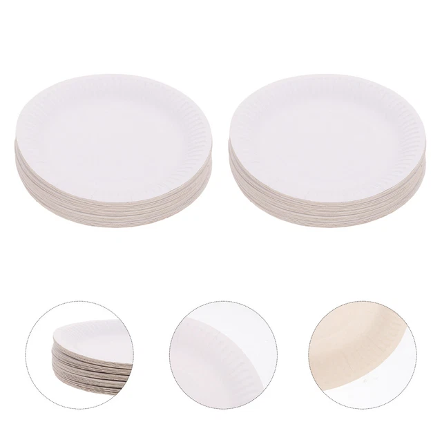50 piezas Papel Placas Desechables Niños Pintar Placas Portátiles Blanco
