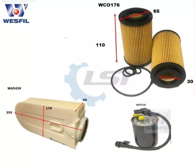 Wesfil Oil Air Fuel Filter Service Kit for Mercedes Benz GLE250 ML250 W166 12-19