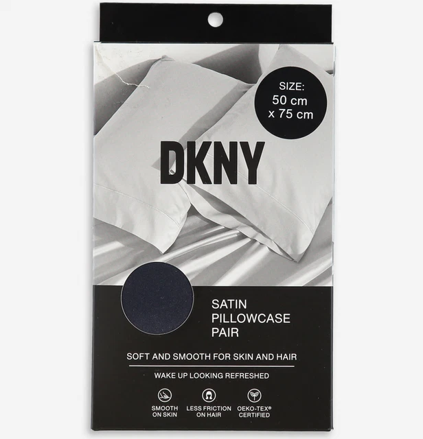 DKNY federe standard raso (x2) per capelli e pelle, blu navy