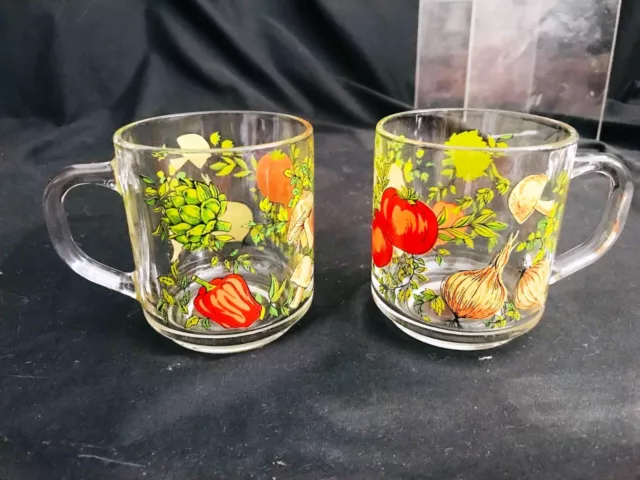 Vintage Spice Of Life 2 Glass Mugs By Arcoroc/France Exc.condition