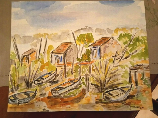 Aquarelle Ile De Re Les Marais  Ars Tableau Peinture  Paris Jumeaux Jean Pierre