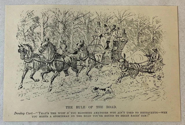 1894 Rivista Incisione ~ Righello Di Il Strada Cavallo Carrozza Vs Asino Cart