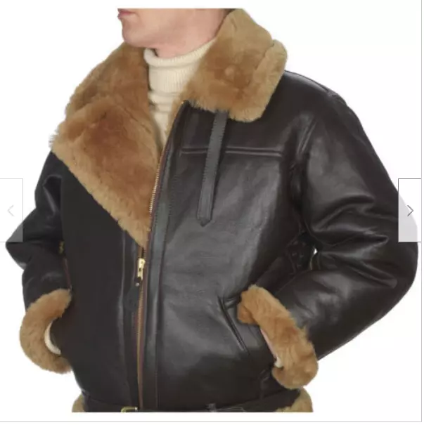 Mens B3 RAF Bomber Irvin Aviator Flying Pilot Fur Shearling Real Leather Jacket