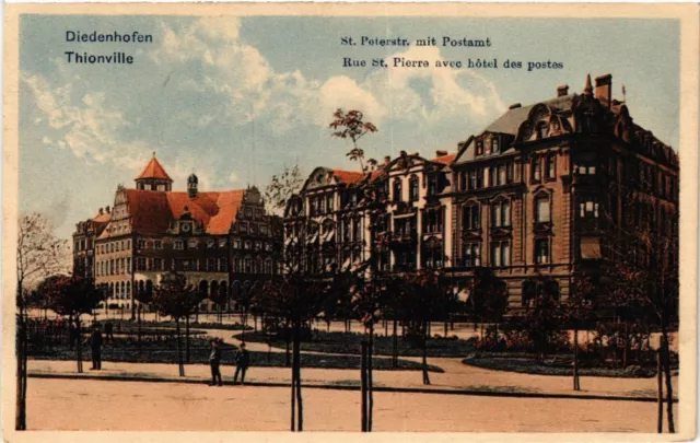 CPA AK DIEDENHOFEN St-Peterstr. mit Postamt THIONVILLE Rue St-PIERRE (454722)