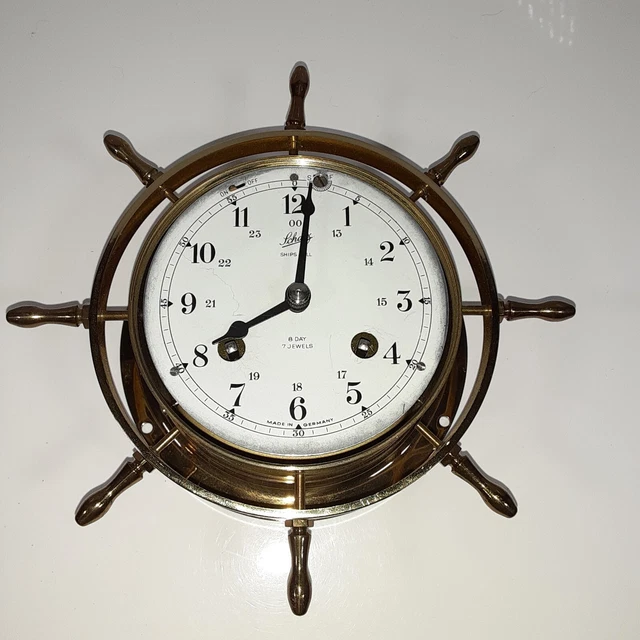 VINTAGE SCHATZ SHIP Bell 8 Day Clock West Germany ASIS condition