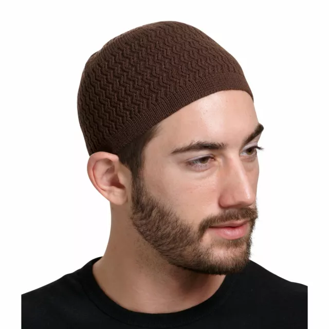 Stretchy Zigzag Knit Cotton Kufi Beanie Hat 2