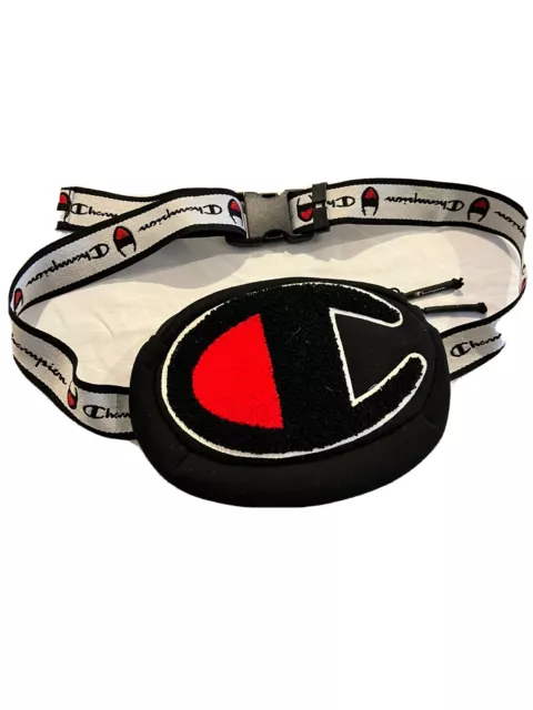 Champion Belt Bag Fanny Pack Black Red Logo Small Purse Mini Waist Bag