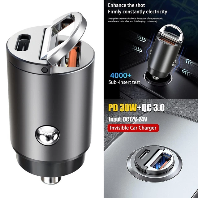 Telefono Auto Adattatore Ricarica Auto Accessori Abitacolo Colore Titanio Tipo-C Mini PD+QC