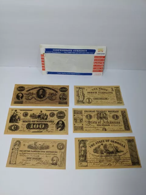 Vintage Antique Confederate Currency Reproduction Set "A" Original Envelope