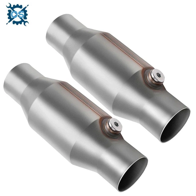 PAIR 2.5&HIGH FLOW Ceramic Cat Catalytic Converter w/O2 Sensor Port