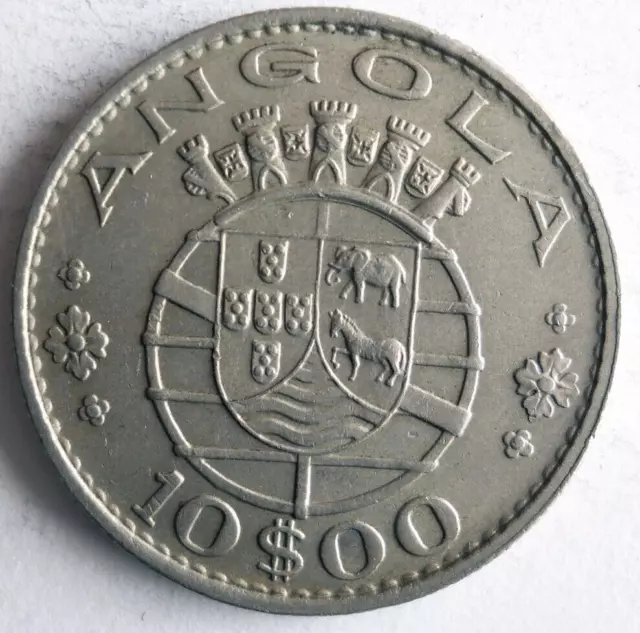1970 ANGOLA 10 ESCUDOS - Excellent Coin - FREE SHIP - Bin #103
