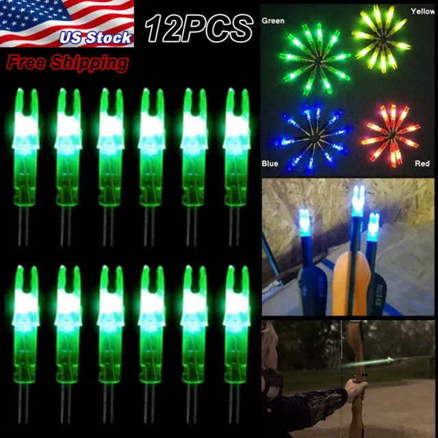 12Pcs For Hunting Compound Recurve Bow Archery 6.2mm LED Lighted Arrow Nocks