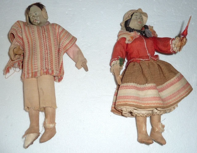 Couple de poupées de chiffon et carton bouilli mi-19è - Collection