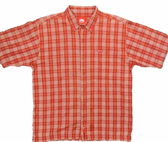 Ecko Unltd Shirt Men’s Extra Large XL Red Plaid Button Up Streetwear VTG Shirt