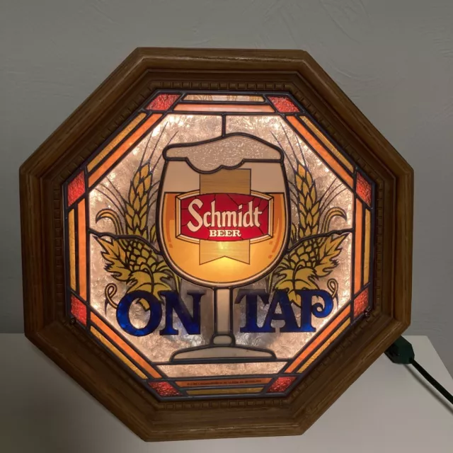 Vintage Schmidt Beer On Tap Lighted Sign G Heileman Brewing Co