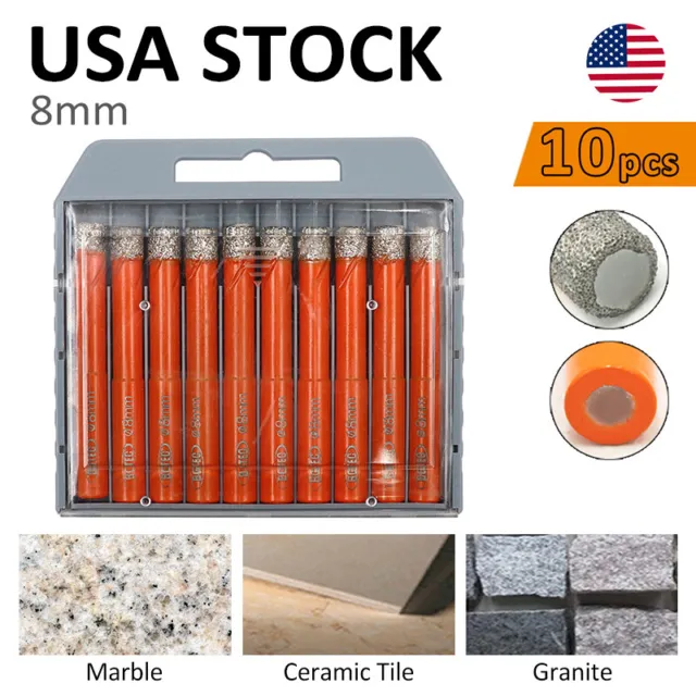 Diamond Dry Drill Bit 5/16'' HOle Saw Cutter for Tile Granite Marble 10pcs BGTEC