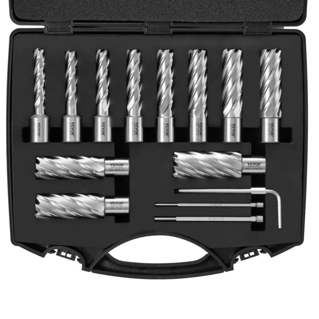 VEVOR Annular Cutter Set HSS Magnetic Drill Bits 13 PCS Weldon Shank 2" Depth