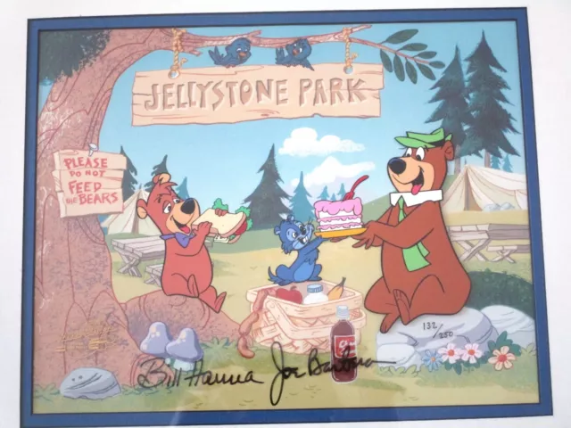 SIGNED Yogi Bear Picnic forest HANNA-BARBERA LIMITED EDITION ANIMATION CEL