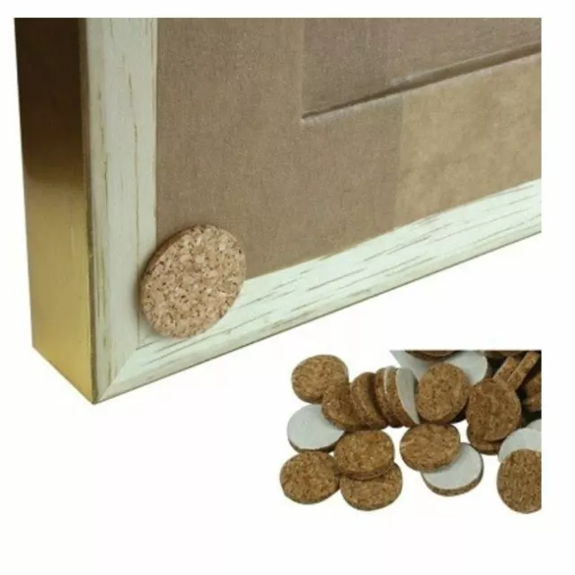 SELF ADHESIVE CORK DISCS 12mm 19mm PICTURE FRAMING PHOTO FRAME FURNITURE PADS