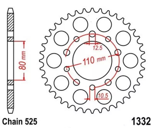 Pignon 37 Z pas 525 pour HONDA CB CBR CMX GB VT XBR XRV / Triumph