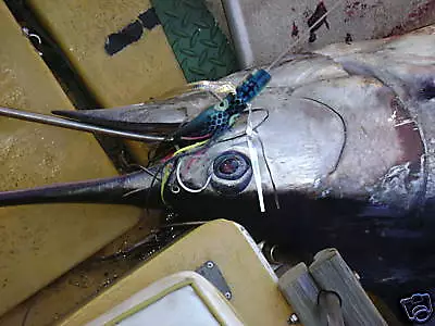 5 Pcs/Bag Blue Fly Fish Saltwater Trolling Fishing Lure Bag Marlin Tuna  Mahi