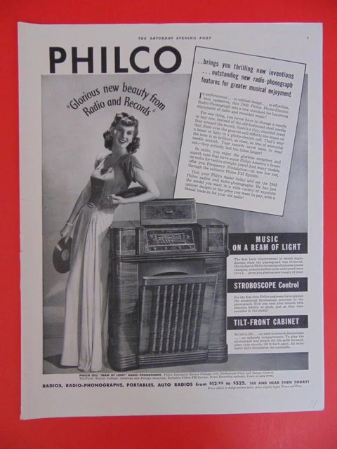 1941 PHILCO Cabinet RADIO PHONOGRAPH art print ad