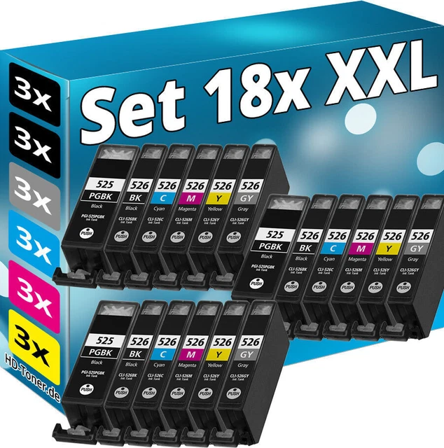 24 Cartouches D'encre Compatibles Canon PIXMA - 6 Jeux De C-525/C-526, Noir Et Couleurs