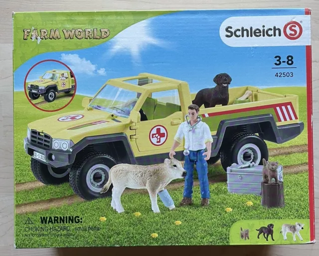 Schleich 42503 Farm World Veterinarian  Visit at the Farm Set 3-8 Years Toy Set