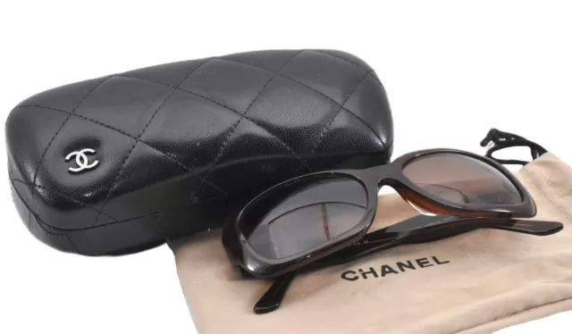AUTHENTIC CHANEL VINTAGE Sunglasses CoCo Mark Plastic 5102 Brown