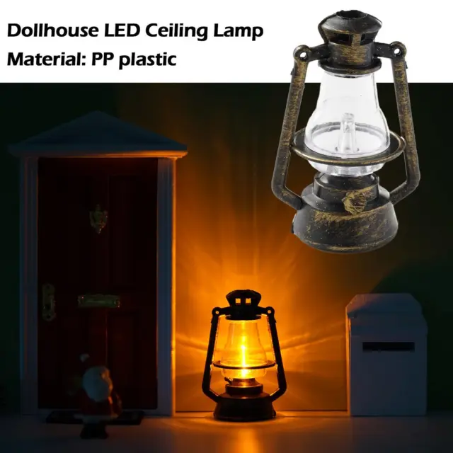 1:12 Miniature LED Ceiling Lamp Retro Table Lantern Floor Home Light D7M3