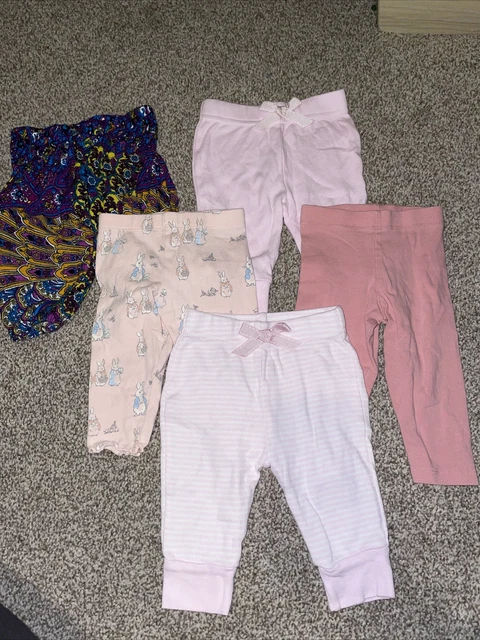 bundle of 5 baby girls leggings/trousers 0-3 months