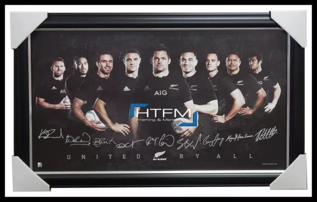 2015 World Cup All Blacks New Zealand Official Rugby Signed Print Framed Carter