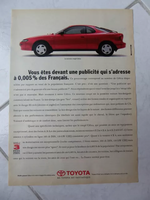 Publicité Toyota Celica 1990 advert presse coupure publicitaire