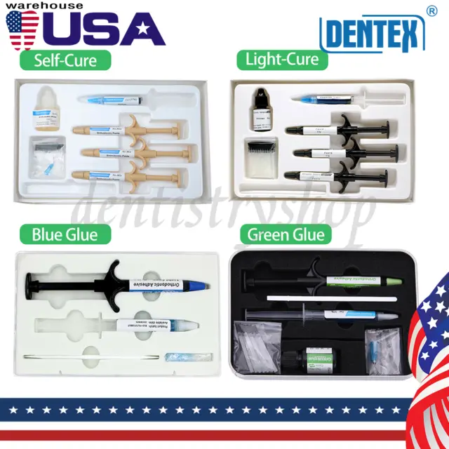 DENTEX Dental Orthodontic Adhesive Resin Kit/No-Mix Bonding/Light Cure/Blue Glue