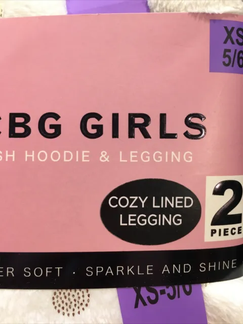 BCBG Girls New 2-Piece Long Sleeve Plush Hoodie Set With Leggings Size XS 5/6 8