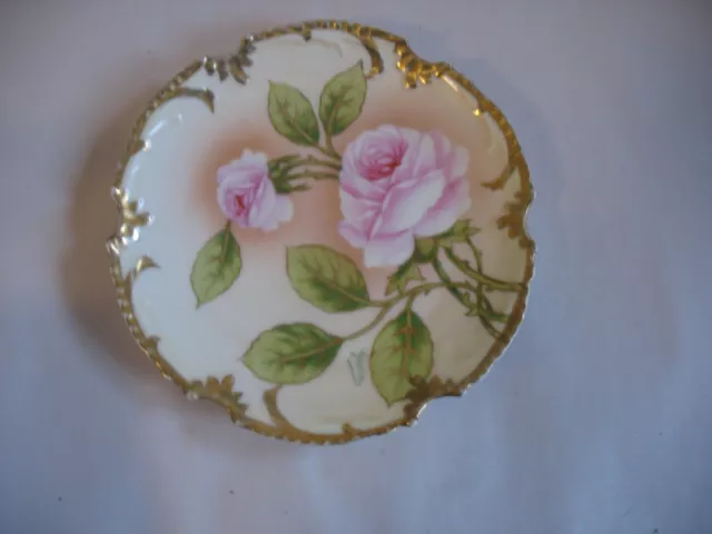 Royal Munich Z S & Co Handpainted ROSES gold trim 6 " plate signed Garin Bavaria